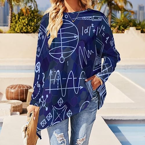 Miniatura 4 de Physics Elements Science Women's Long Sleeve Shirts Loose Fit Tunics Tops Casual Fall Basic Tee