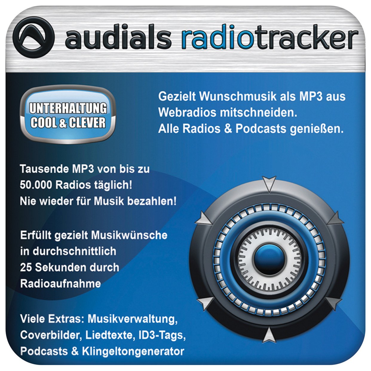 audials Radiotracker 8 Platinum, CD-ROM: Gezielt Wunschmusik als MP3 aus Webradios mitschneiden. Alle Radios & Podcasts genießen. Unterhaltung Cool & Clever