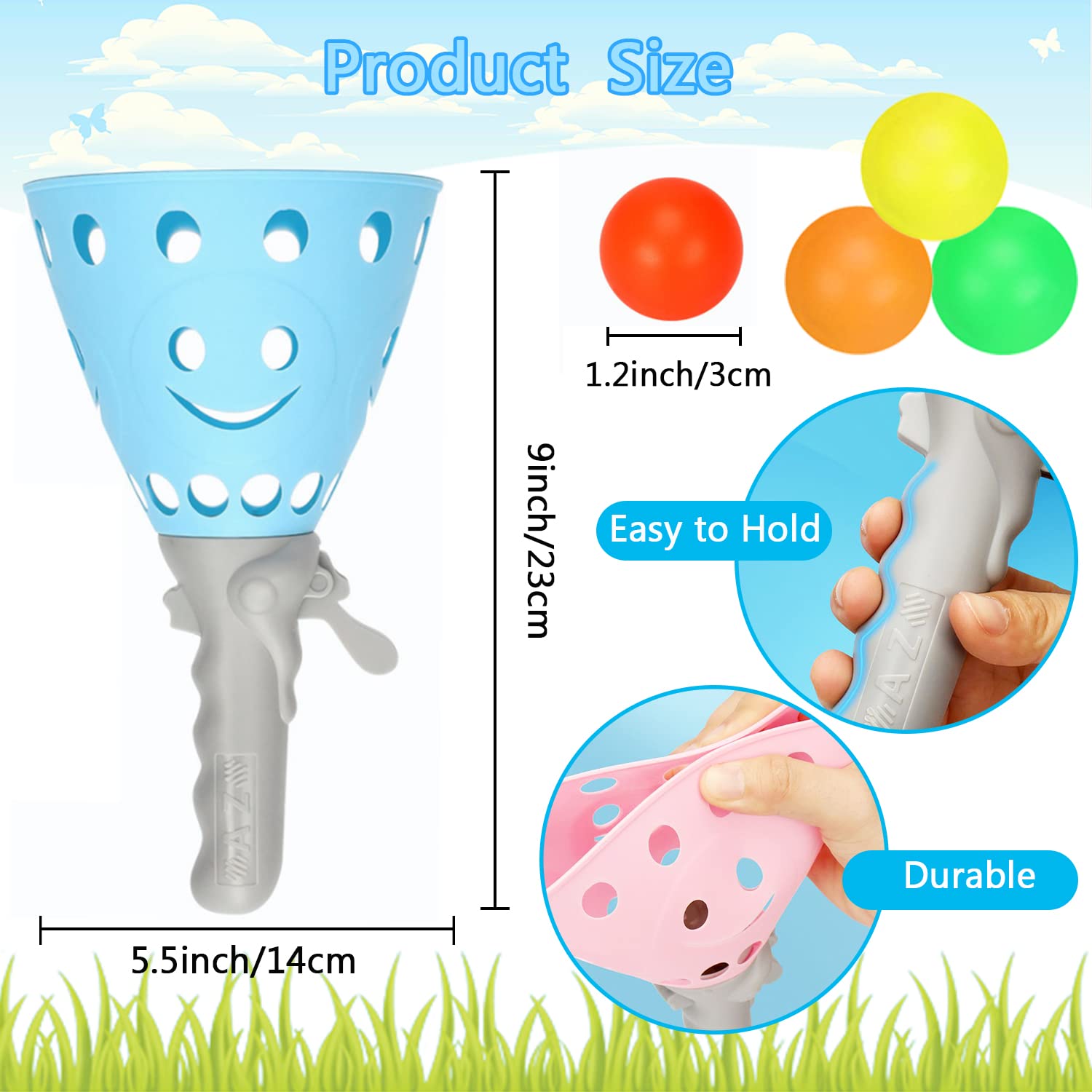 Fvcisshhu 24Pcs Pop-Pass-Catch Ball Game with 8 Catch Launcher Baskets and 16 Balls,Outdoor Indoor Game Activities,Lawn Games Beach Sport Toys for Party Favor,Kids 4 5 6 7 8 9 10+