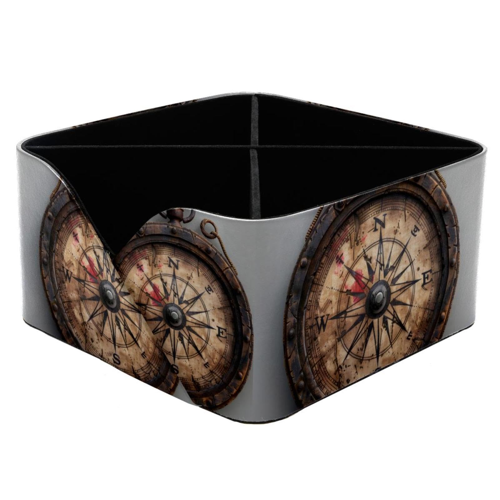 Organisateur de bureau anti-désordre motif boussole pour cosmétiques et crayons