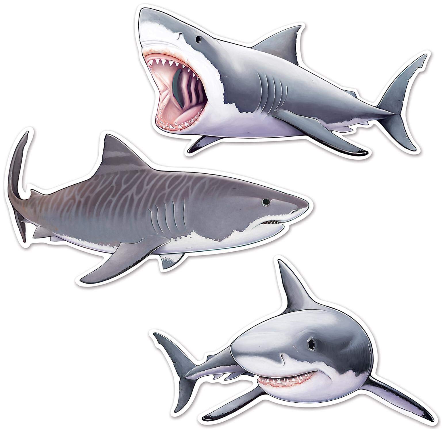 Beistle Multicolor Shark Cutouts, 22.5" X 24.25"