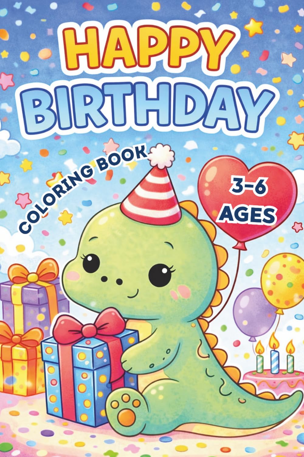Cute Birthday Animals Coloring Book for Kids Ages 3-6: Happy Birthday Fun with Adorable Animals, Cakes, Gifts and Balloons
