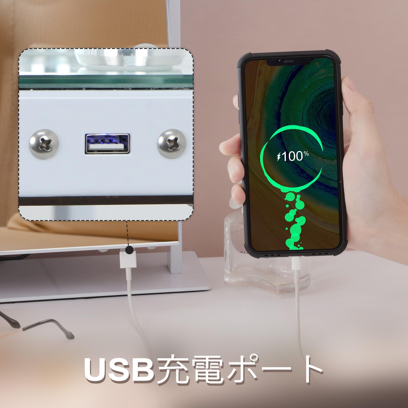 Amazon.co.jp: FENCHILIN 化粧鏡 女優ミラー ハリウッドミラー 回転