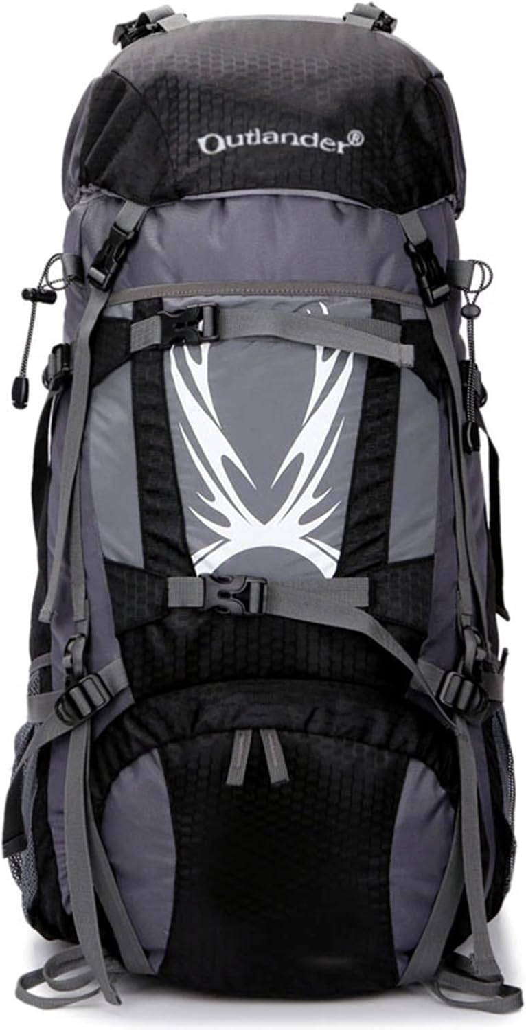 UNISTRENGH 60L Waterproof Hiking Camping Backpack with Rain Cover, Large Outdoor Sport Travel Daypack Rucksack for Climbing (Black)
