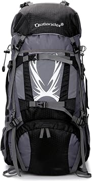 60L Waterproof Hiking Camping Backpack with Rain Cover, Large Outdoor Sport Travel Daypack Rucksack for Climbing Black
