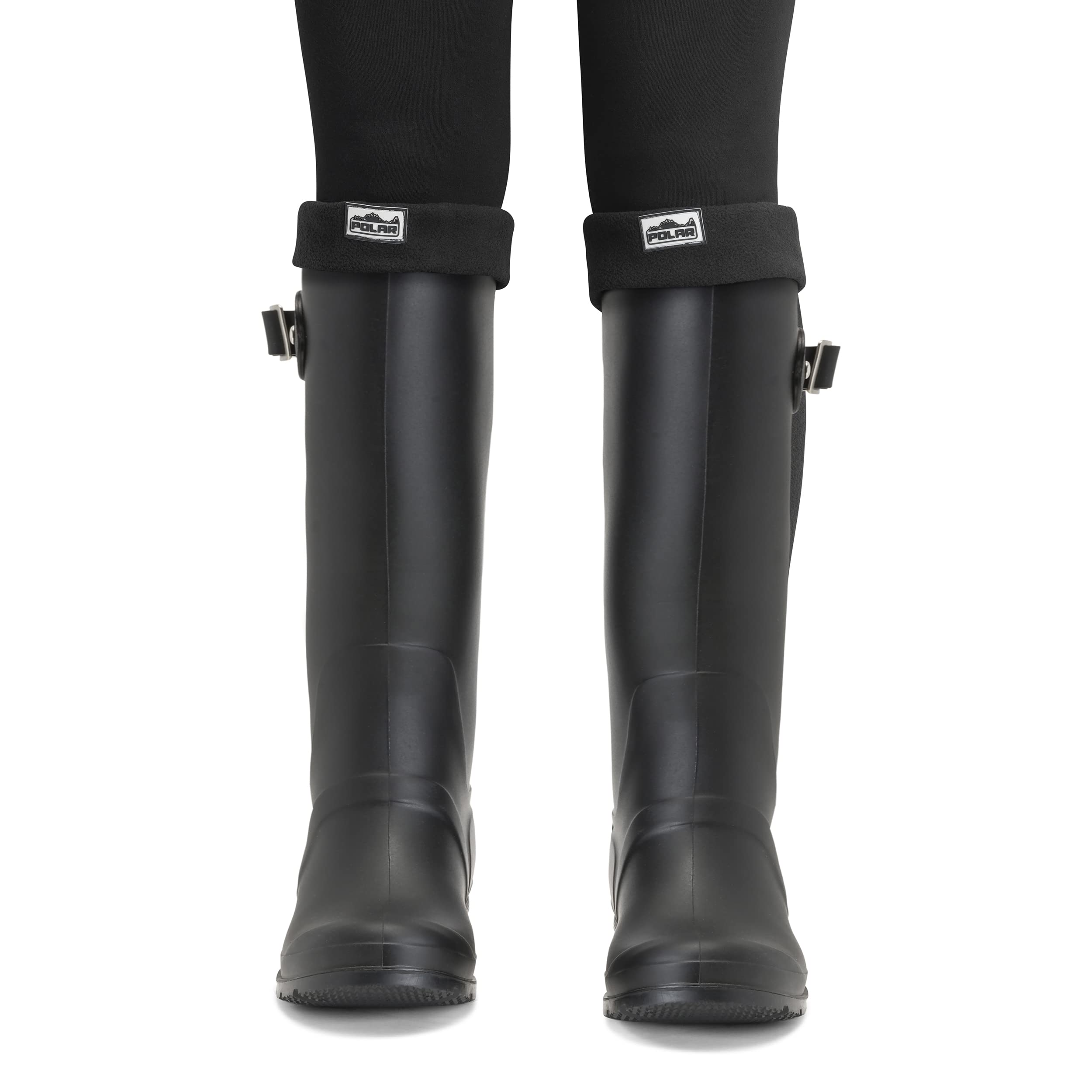 Polar Womens Thermal Fleece Welly Wellington Boot Warm Cosy Soft Wellie Socks - Black - XL