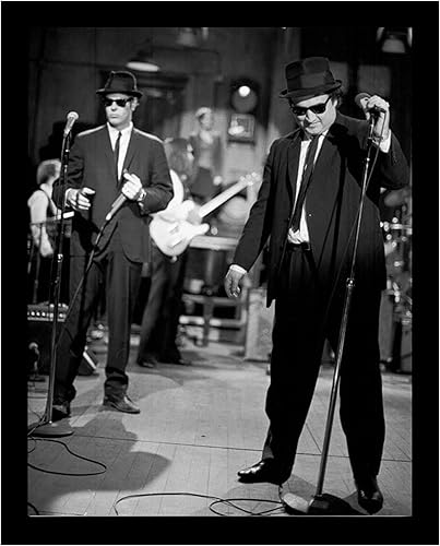 Blue Brothers: impresión artística vintage para pared, este póster artístico de pared con música retro en blanco y negro listo para enmarcar es