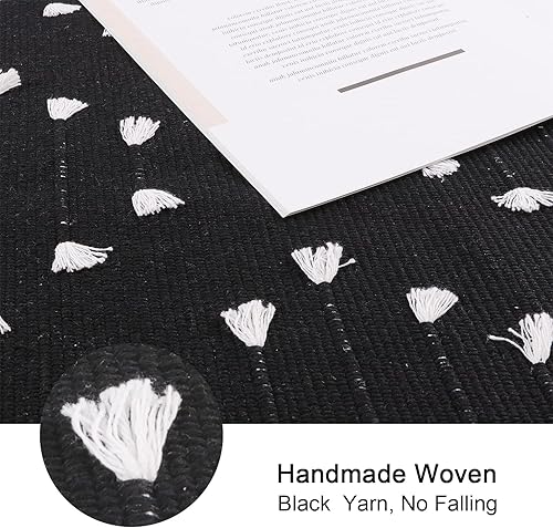 Miniatura 9 de HAOCOO Alfombra de pasillo de 2 x 8 pies geométrica blanca para pasillos alfombra de algodón tejida con diamantes lavable para interiores y