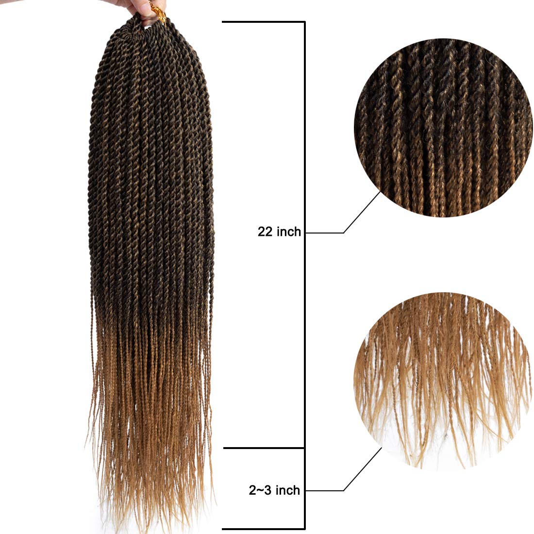 NAYOO Senegalese Twist Crochet Hair - 8 Packs 22 Inch Crochet Hair For Black Women, 35 Strands/Pack Small Twist Crochet Braids Hair Hot Water Setting, Braid Hair Extensions Crochet(22 Inch, 1B/30)