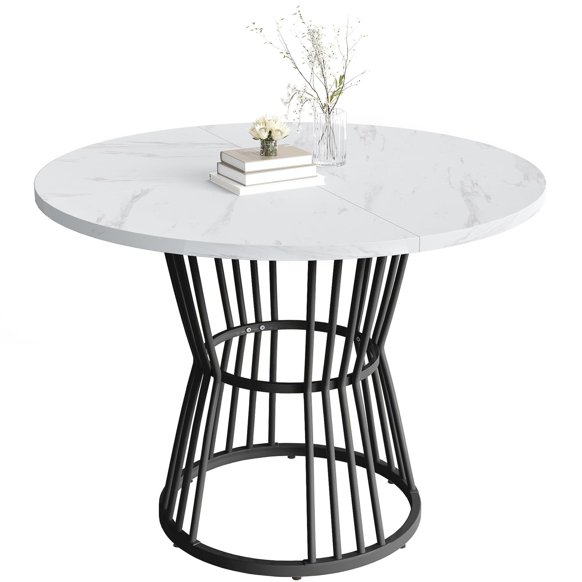 Table à manger ronde 100 cm aspect marbre table de salle à manger moderne salon cuisine