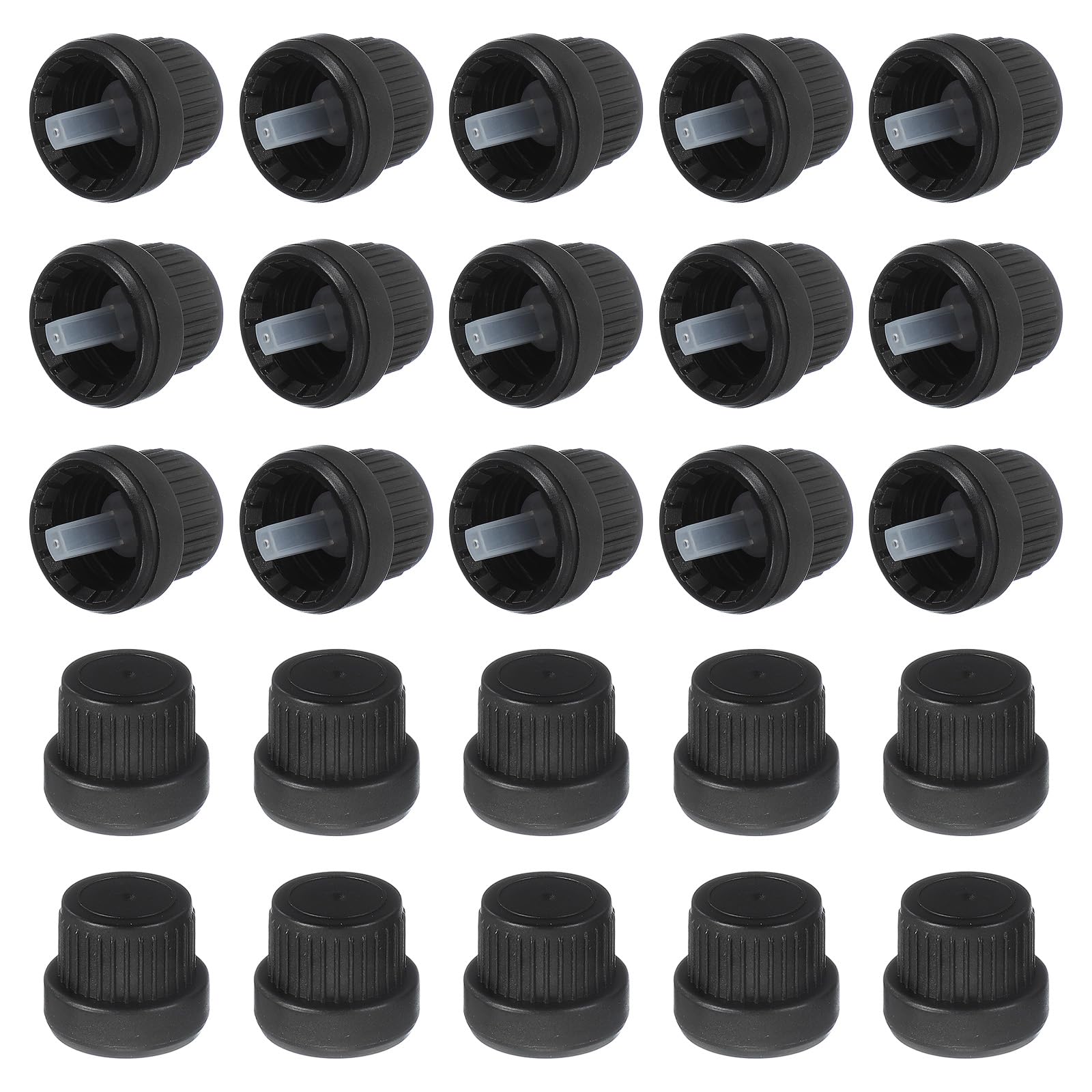Bouchons en plastique 18 mm avec compte-gouttes intérieur pour flacon uxcell | Lot de 30
