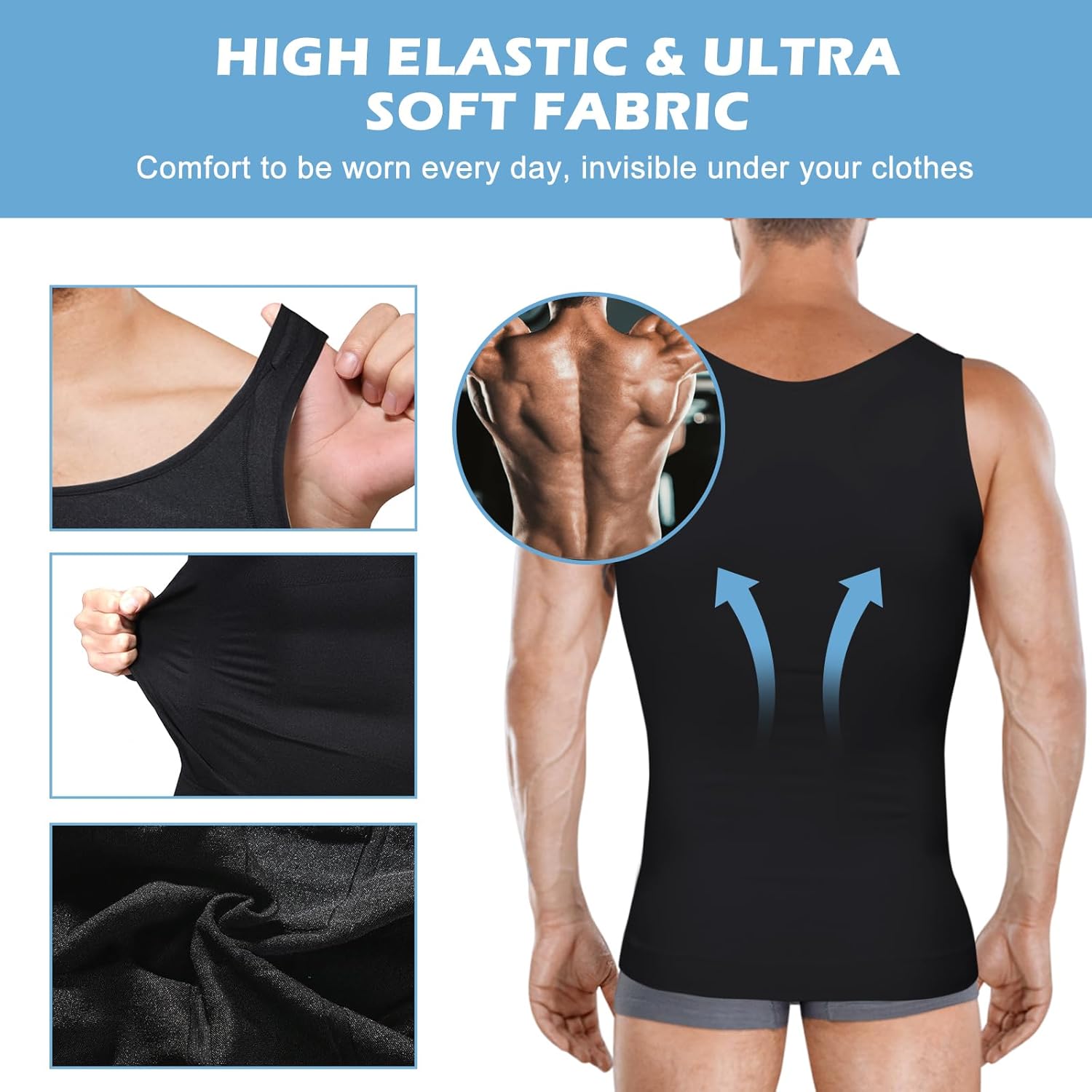 Gynecomastia Compression Shirt Men - Slimming Undershirt for Mens Shapewear, Body Shaper Compression Tank Top - Image 3