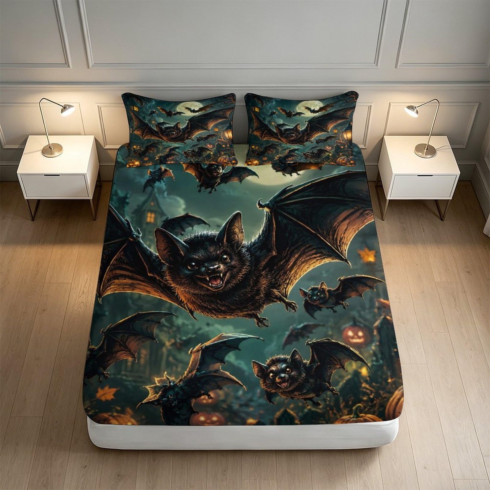 Chauve-Souris Nuit Drap Housse Motif 3D Durable Tissu Extensible
