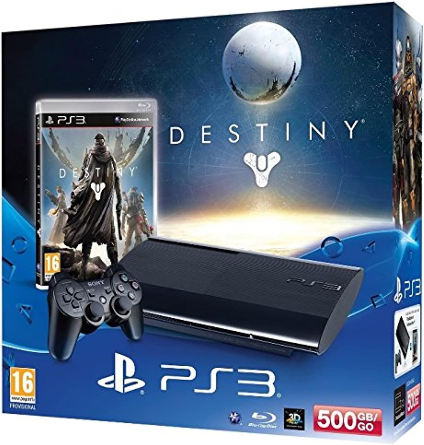Sony PS3 500GB + DualShock 3 + Destiny (Renewed)