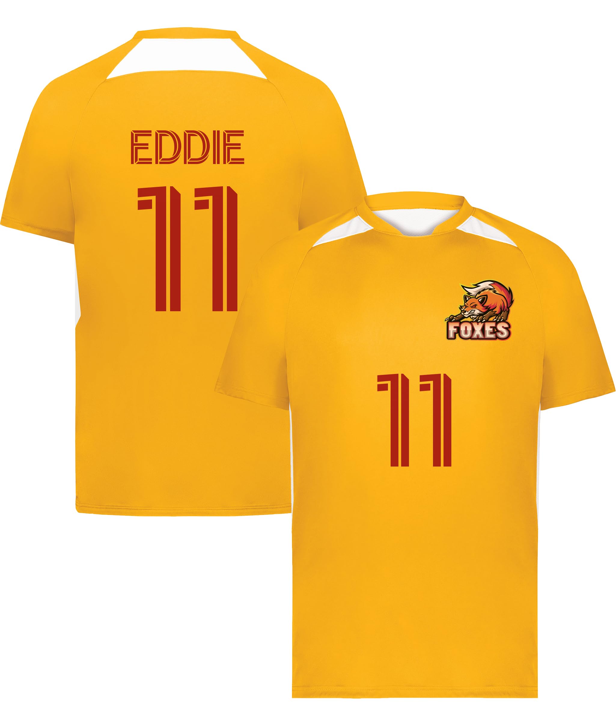 Custom Soccer Jersey with Name Number Team Logo Personalized Soccer Shirt for Youth Gold Medium