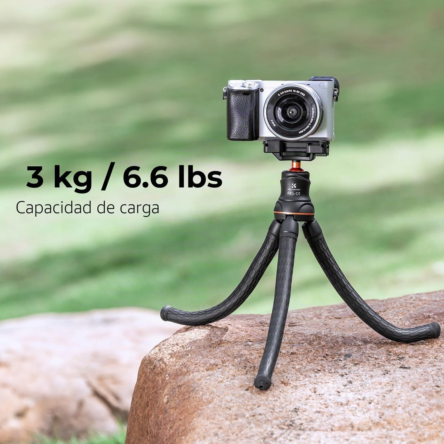 K&F CONCEPT Trípode para Móvil Flexible para Cámara con Mando a Distancia Bluetooth, Trípode Compacto para Teléfono Móvil y Soporte Giratorio de 360°