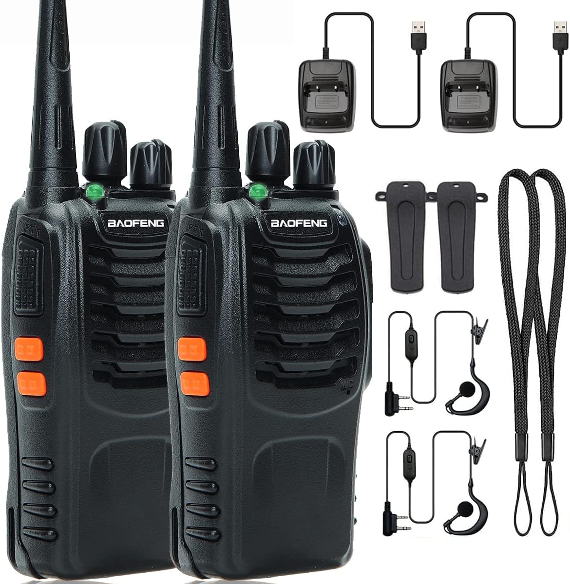 Baofeng Walkie Talkies for Adults Long Range Walkie Talkie with earpiece Rechargeable 2-Way Radios Handheld Two-Way Radios Transceiver Kids Walky Talky with USB Base Charger for Camping