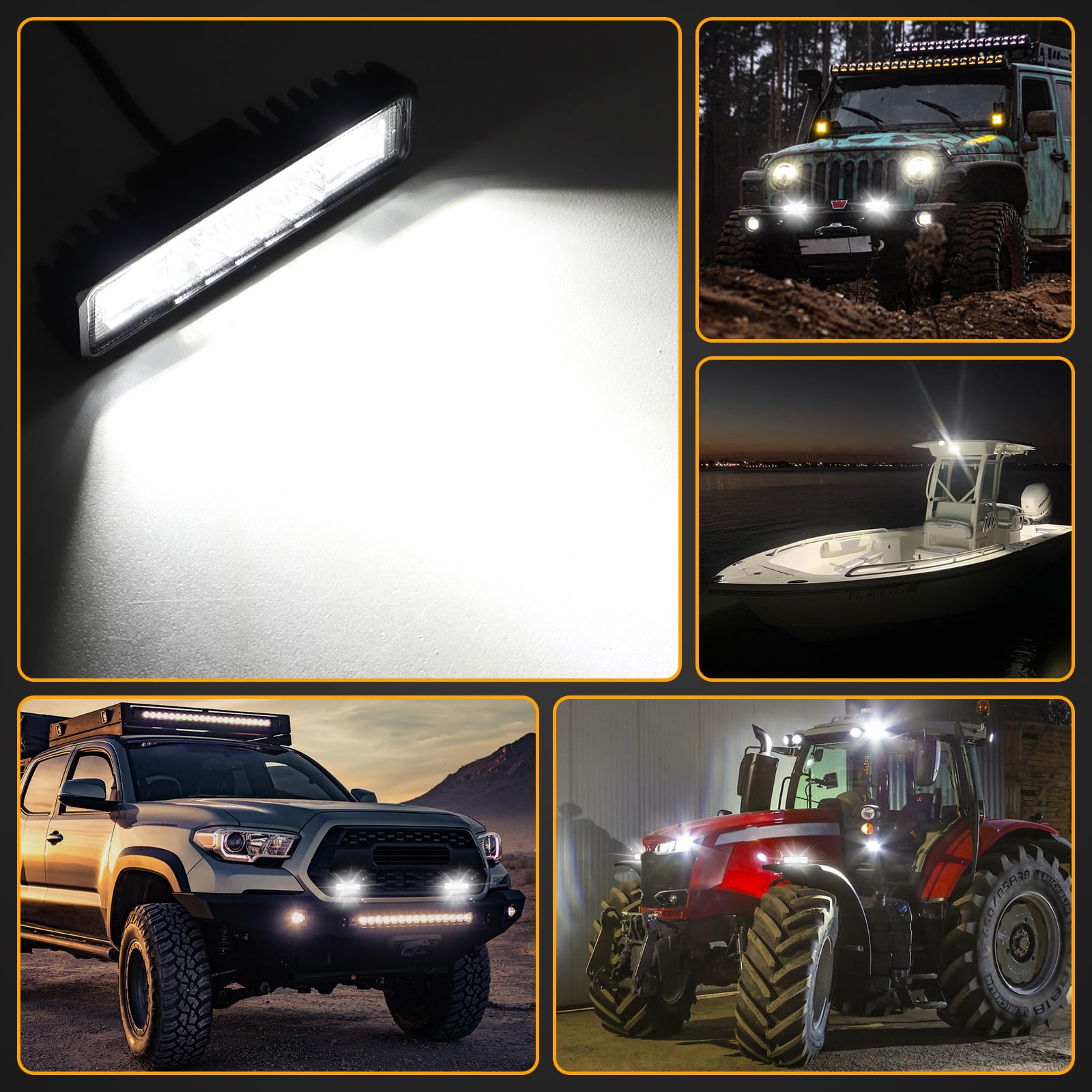 RIGIDON 4PCS 6 Pulgadas 15cm 24W Focos LED Tractor 12V 24V Impermeable Luz Antiniebla Barra LED Coche 4x4 Off-road ATV UTV SUV