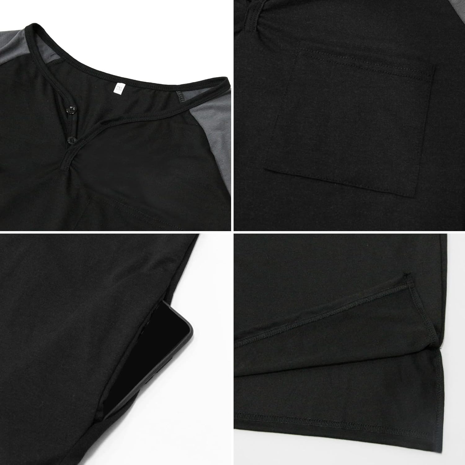 ASHER FASHION Mens Nightgown Henley Y-Neck Night Shirt for Sleeping Short Sleeve Loose Kaftan Sleepwear with Pockets - Image 6