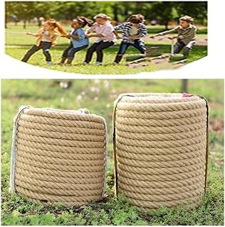 Paquete de cuerda de yute natural for decoración artesanal, cuerda gruesa de 20 m x 14 mm, cuerda de yute natural, cuerda de cáñamo torcida, cuerda de yute gruesa, cuerda de Manila for acampar, cuerda