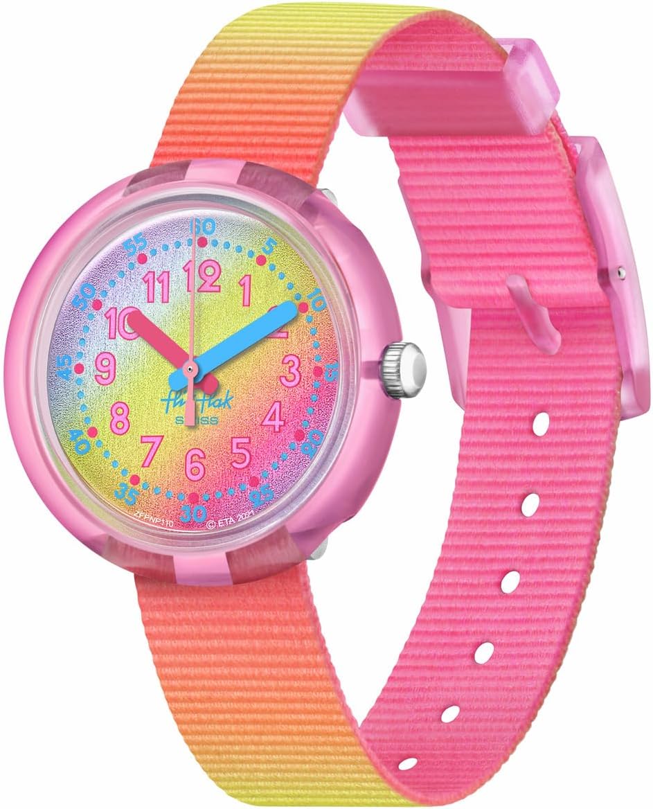 Flik Flak Unisex Kid Watch Biosourced Quartz Waterproof Shades of Rainbow