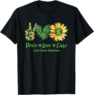 Daisy Flower Peace Love Cure Liver Cancer Awareness Month T-Shirt