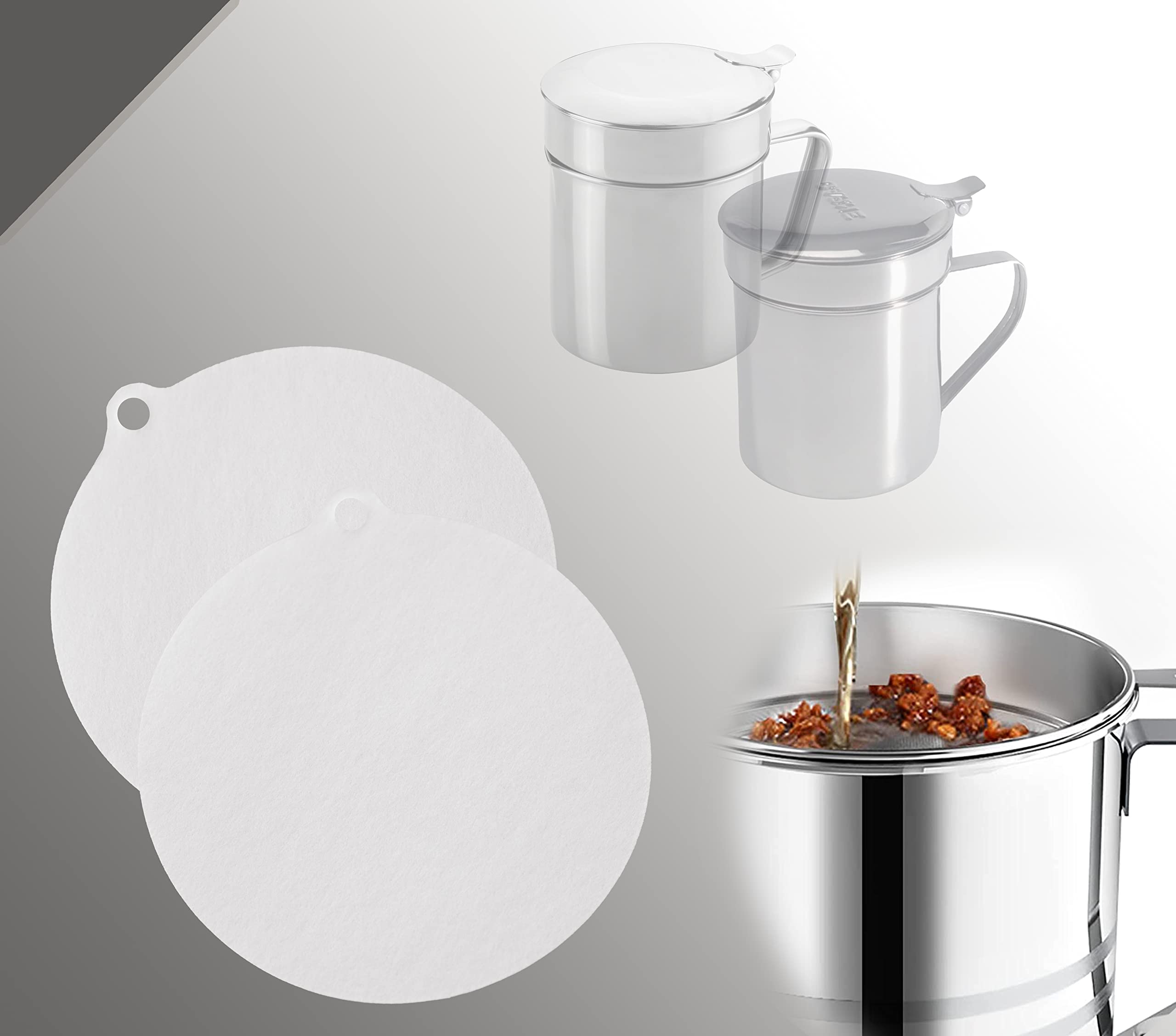 BRICOMIRAS - Filtro olio da cucina | diametro 8,5 cm, ideale per oli e grassi, confezione economica da 24 pezzi, facile da usare, igienico, 24 pezzi, materiale teak.