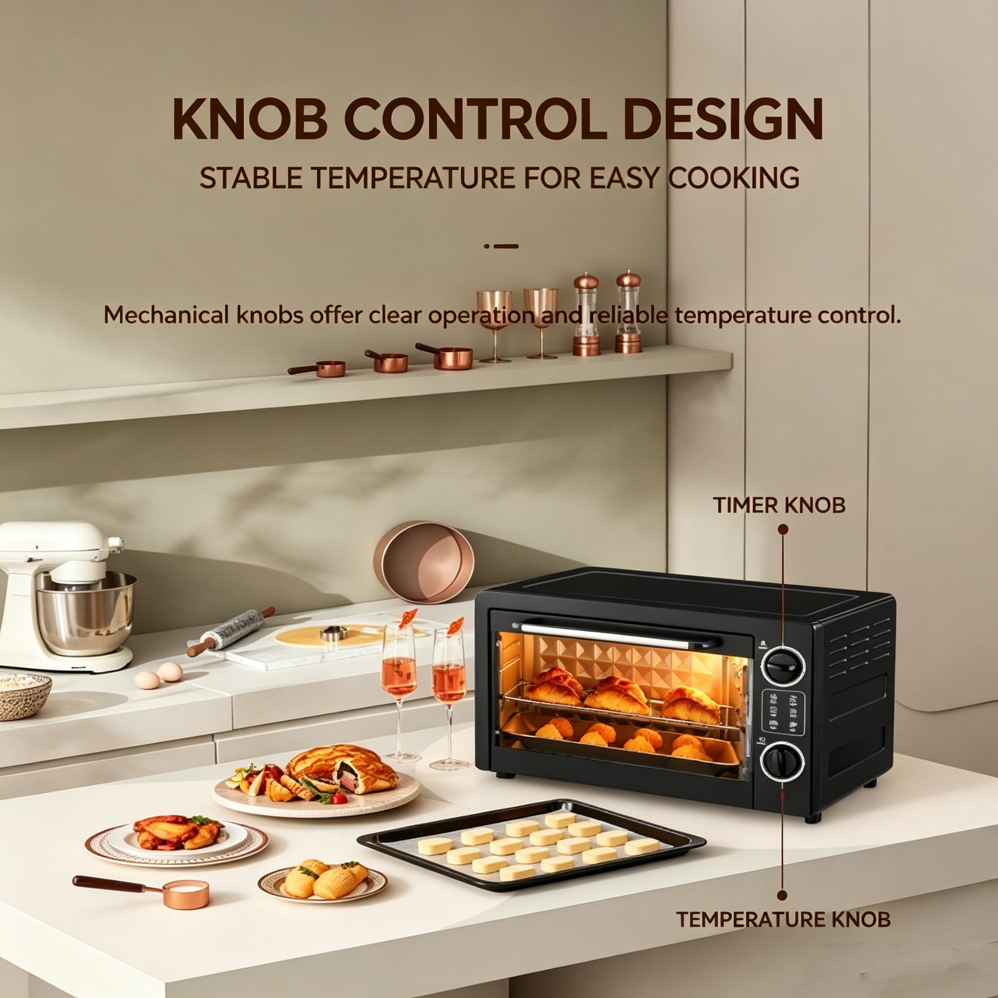 Forno Elettrico Intelligente Da 1000w, Grill Elettrico Da Banco Da 22 Litri