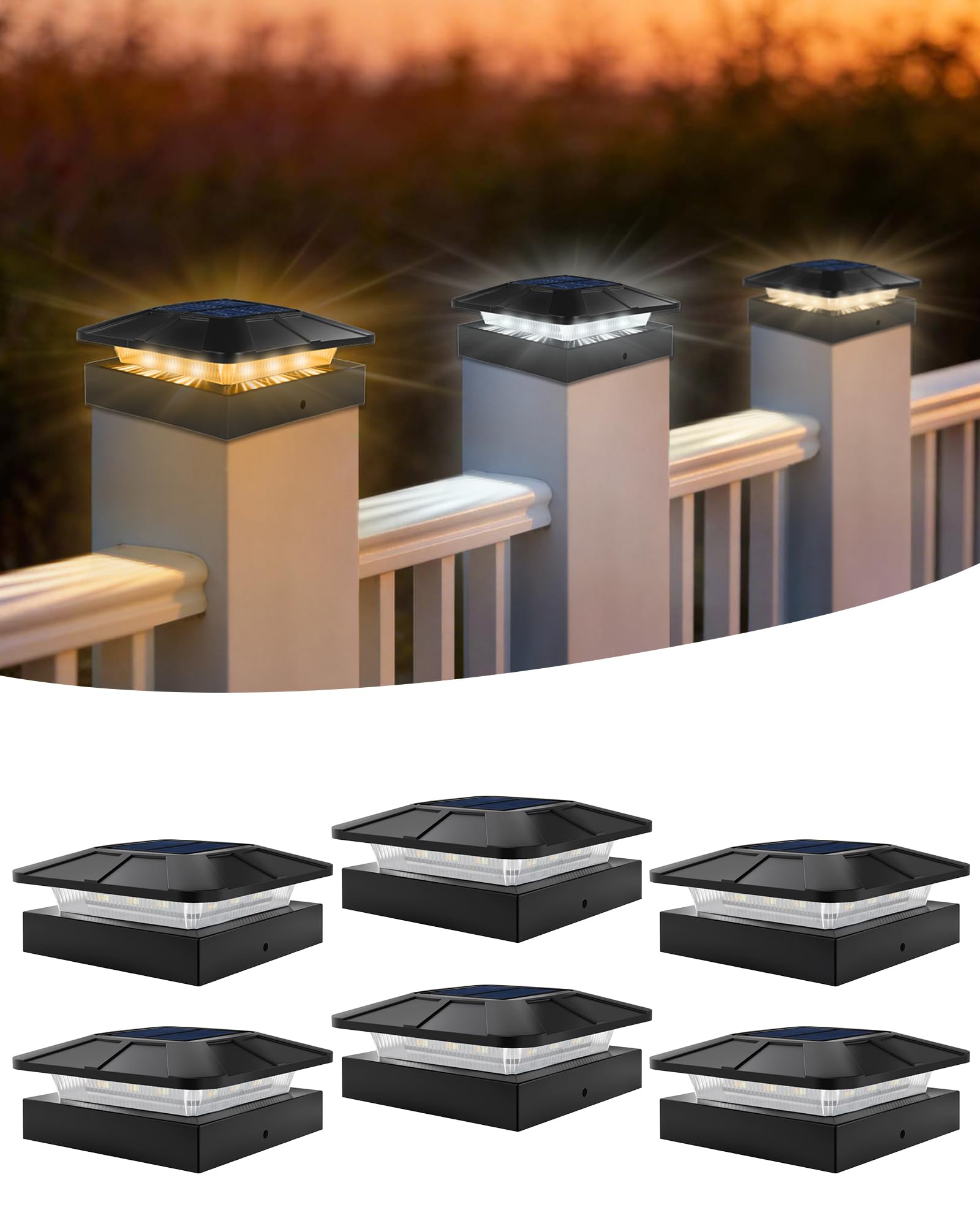 BRIMAX Lampe Solaire Poteau 10x10cm 3000K-6000K LED Étanche