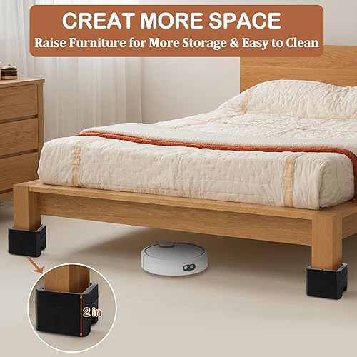 Miniatura 4 de Elevadores de cama de 3 pulgadas, elevadores ajustables para muebles de cama, altura de 2, elevadores resistentes de 3 pulgadas para ruedas