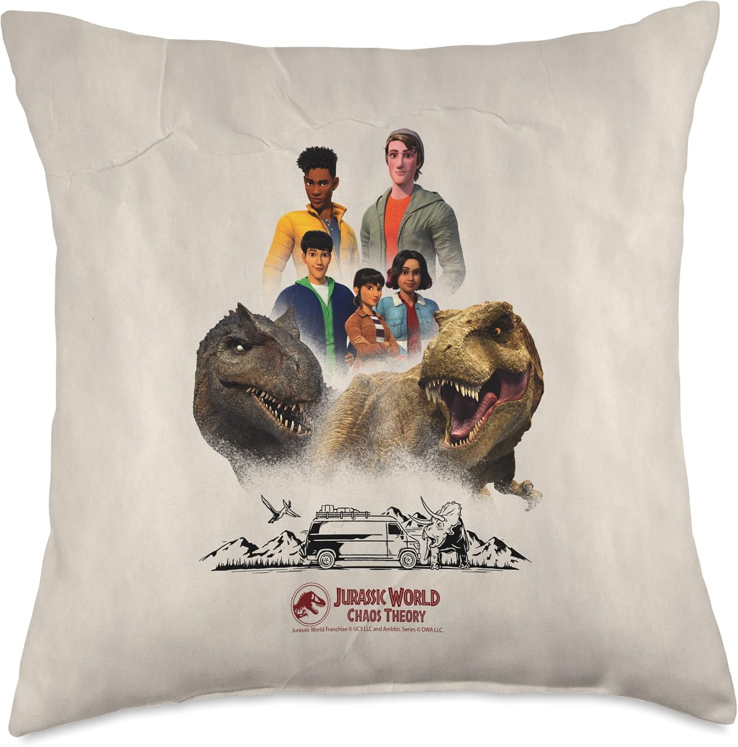 Jurassic World: Chaos Theory Nublar 5 T-Rex Throw Pillow
