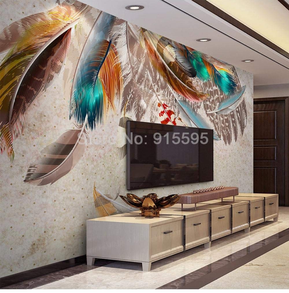 Papier peint photo plumes pour habiller le fond TV du salon