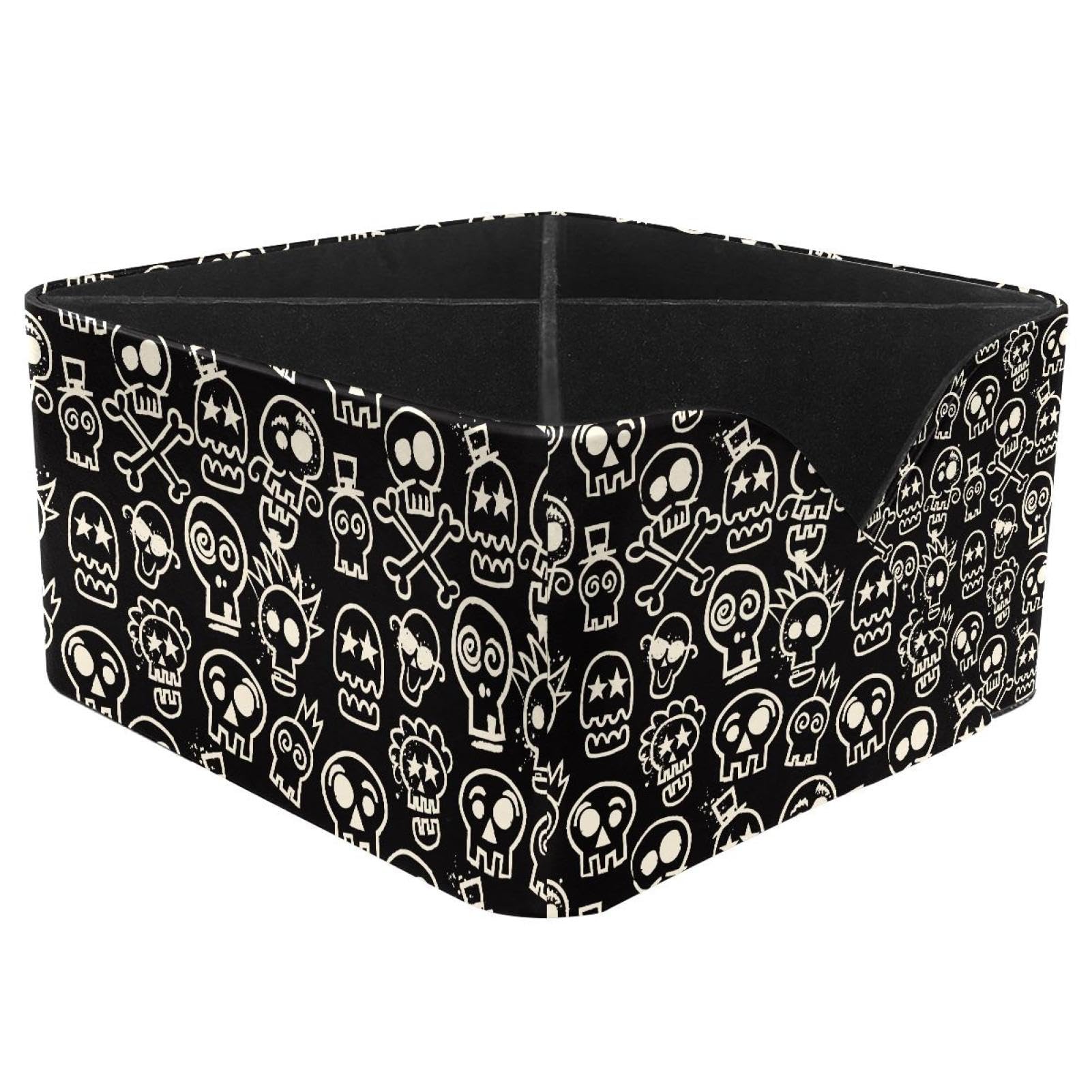 KengjuTesu Day of the Dead Skulls Pattern Desktop Organizer Pen Holder, Rectangular Pencil Cup for Office, Study and Makeup Stations