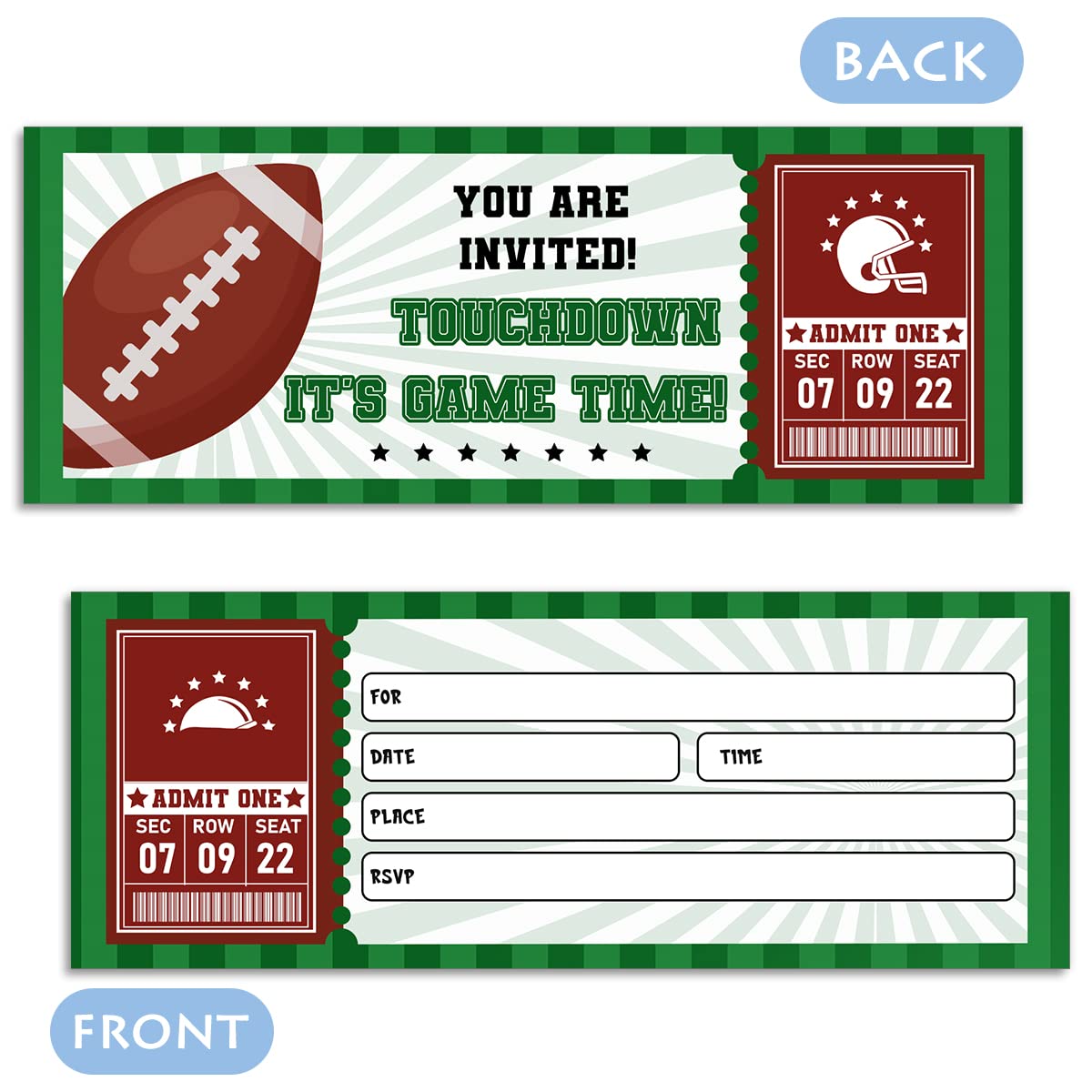 20 Sport-Einladungskarten Mit Umschlägen – Fußball & Rugby-Design Für Deine Perfekte Geburtstagsparty