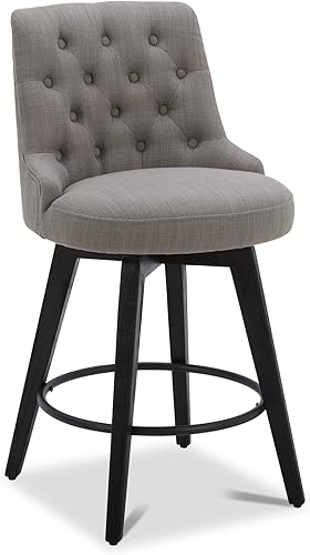 Taburetes de bar a la altura del mostrador Watson & Whitely, con tapicería de tela Performance, modernos, giratorios, con respaldo, con patas de