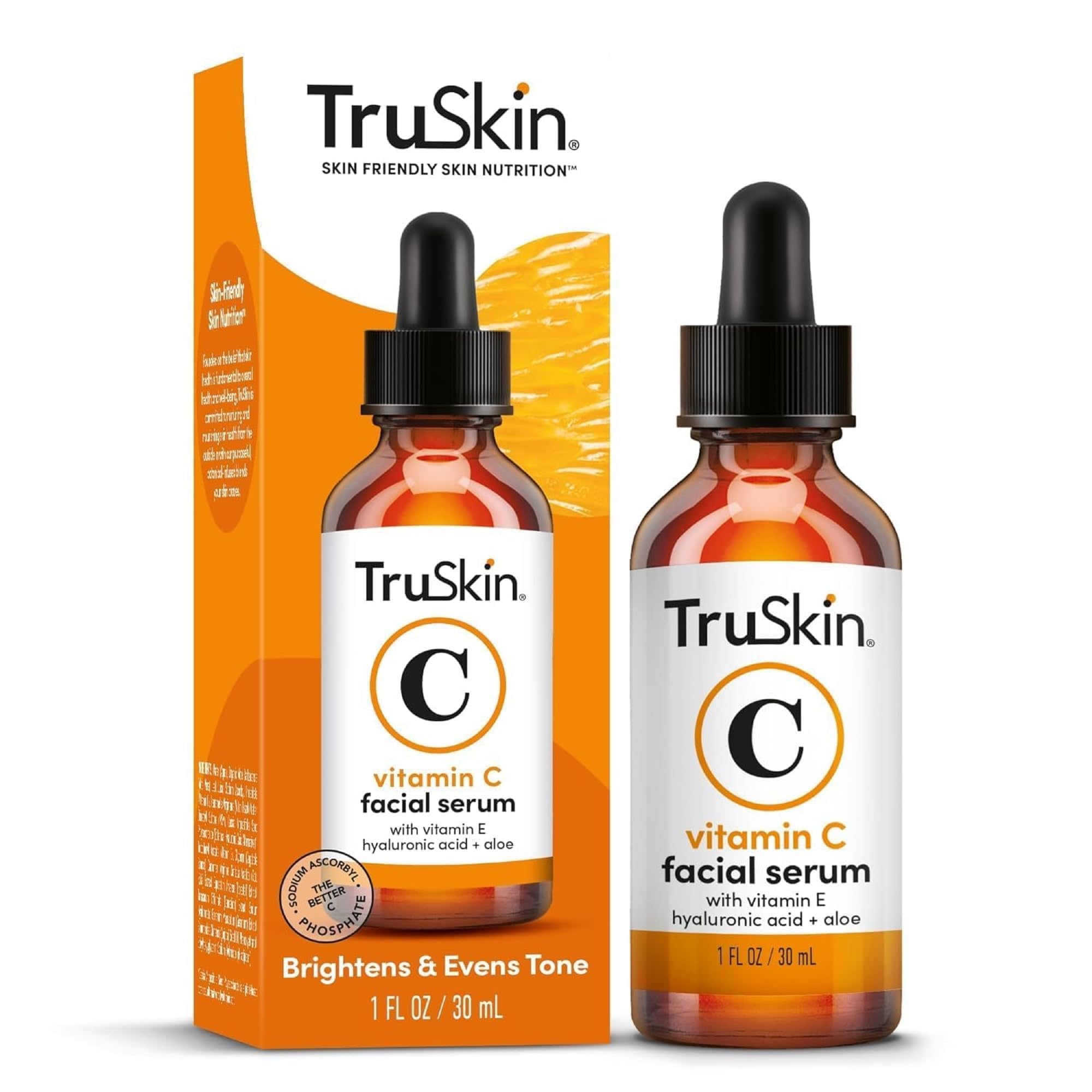 TruSkin Naturals Vitamin C Serum for Face, Topical Facial Serum with Hyaluronic Acid & Vitamin E, 1 oz.