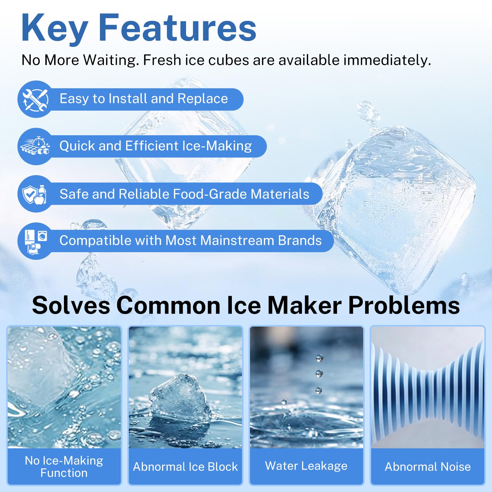 2198597 Ice Maker, 185W 115V 60Hz, Compatible with Whirlpool Maytag KitchenAid Amana Refrigerator, Replaces W10122502 626663 1016069 2198678, High Efficiency Ice Making - 4