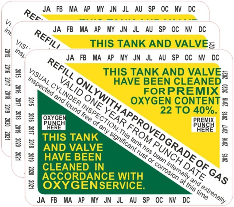 ProDive Nitrox Clean Tank & Valve Inspection Certification Sticker VIP pack of 3 pcs.