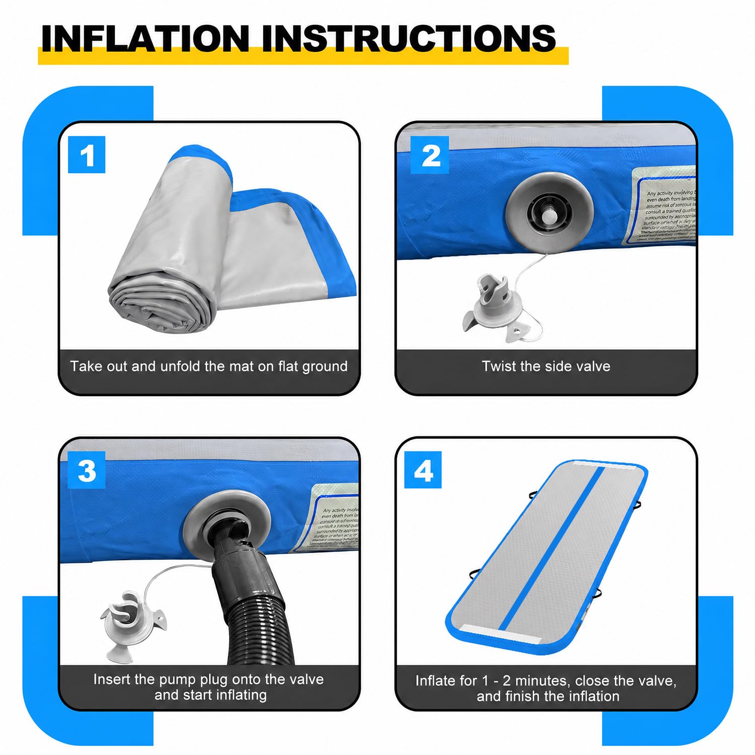 Colchoneta hinchable para gimnasia, colchoneta Airtrack Tumbling