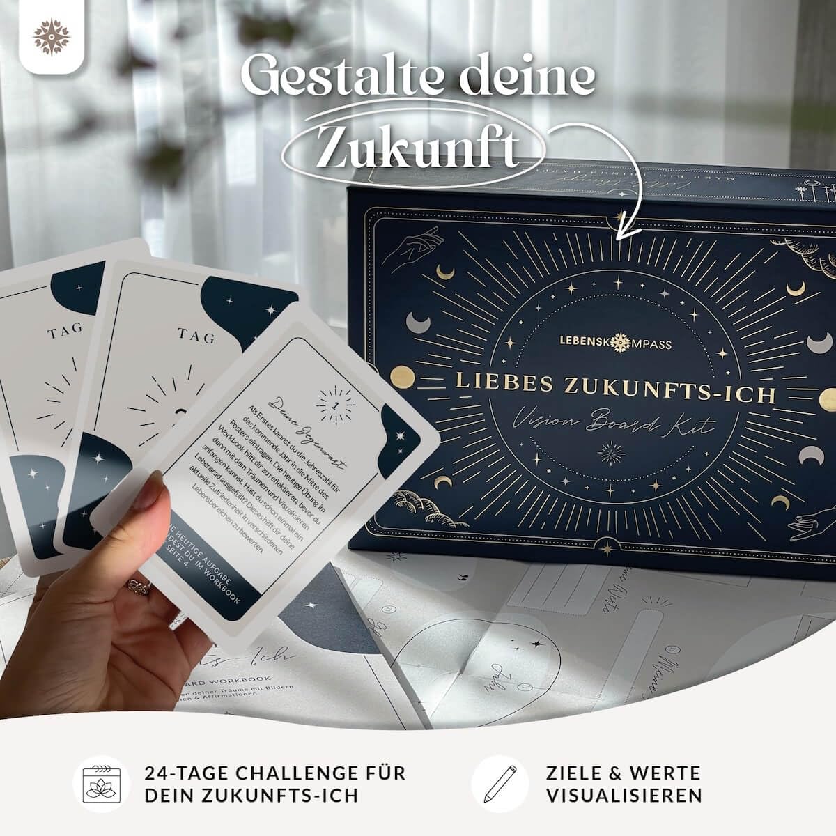 Vision Board Set 2026 DAS ORIGINAL Liebes Zukunfts-Ich von Lebenskompass® Bastel Dein eigenes Visionboard visualisiere das Leben deiner Träume Geschenke für Frauen & Männer