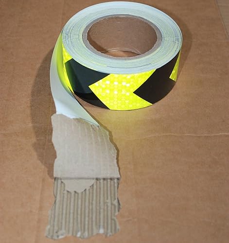 Miniatura 2 de tuyrchu Cinta reflectante fluorescente amarilla y negra de 2 pulgadas x 66 pies para automóviles, reflector de flechas autoadhesivas, impermeable,