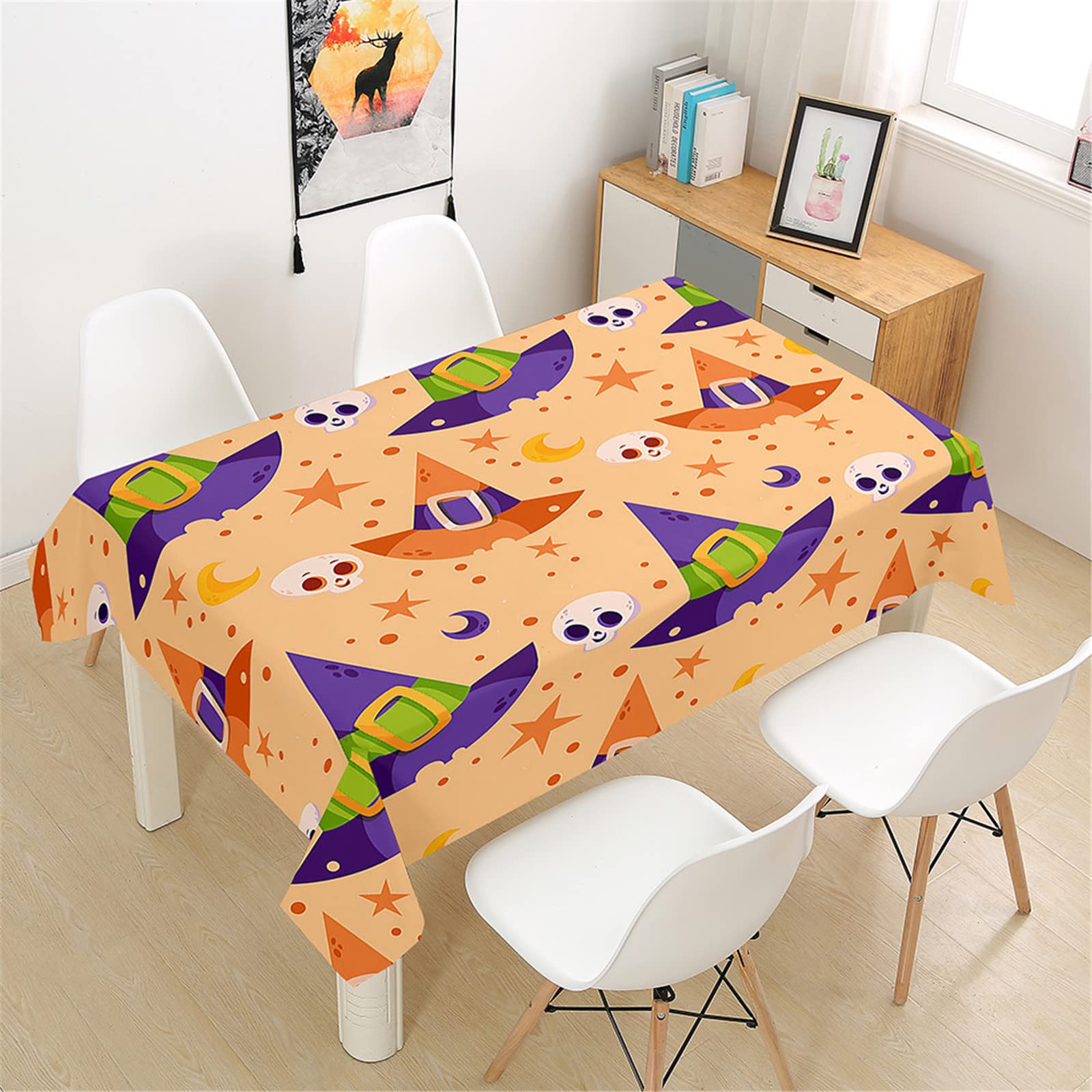 Hixingo 3D Halloween Tovaglia Rettangolare Impermeabile, Stampa Tovaglie Antipolvere Antimacchia, Copritavolo Lavabile per Cucina Soggiorno Giardino Feste (140x140cm,Fantasma Viola