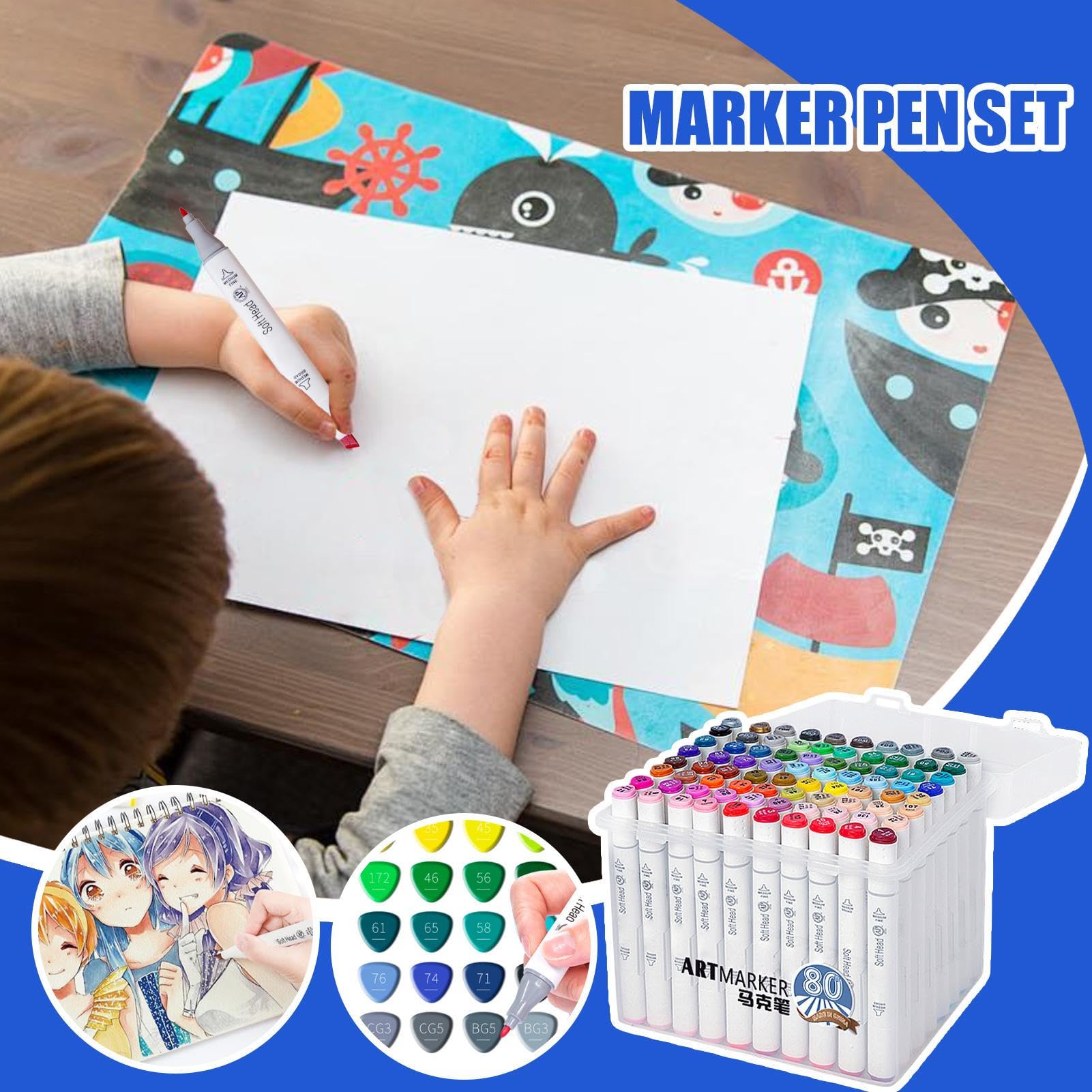 Filzstifte - 80 Farben Auslaufsichere Filzstifte Für Erwachsene & Schnelltrocknende Doppelspitzen-Marker - Schnelltrocknende Stifte Mit 80 Leuchtenden Farbtönen Für Scrapbooking, Journaling,
