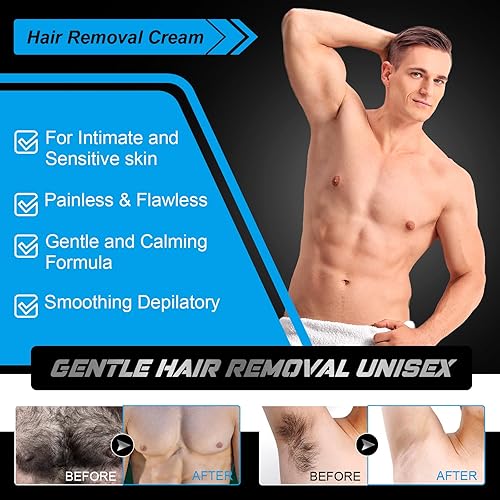 Miniatura 3 de Crema de depilación íntima (2 piezas) depilación sin dolor para hombres. Fácil de usar y adecuada para todas las pieles sensibles, diseñada para