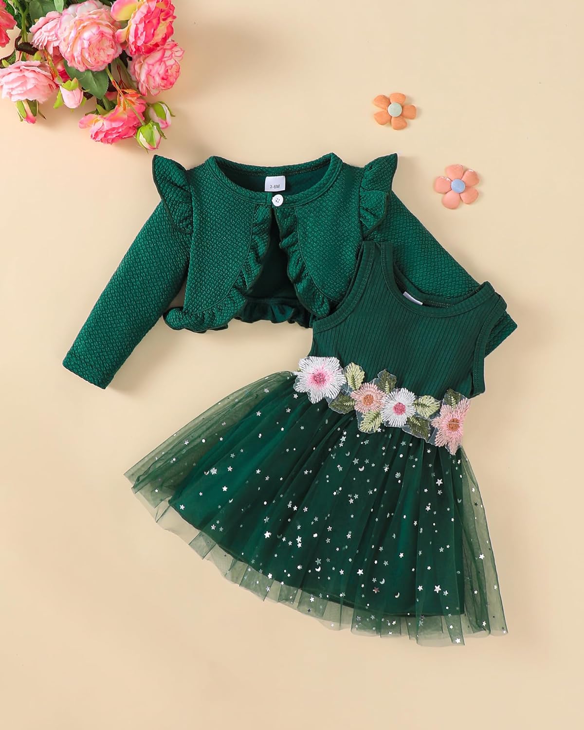 Renotemy Newborn Baby Girl Flower Dress Toddler Tutu Tulle Dress Princess Wedding Birthday Party Dresses for Girls 3M-3T - Image 4
