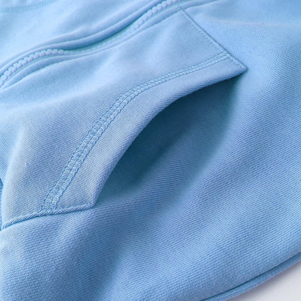 Spring&Gege Felpa classica con cappuccio per ragazzi, tinta unita, morbida, con zip intera, per bambini (3-14 anni), Blu acido., 5-6 Anni