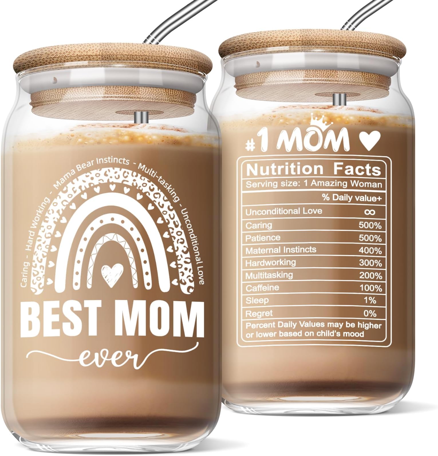 Best Mom Gifts Mothers Day Gifts for Mom from Daughter Son Funny Birthday Christmas Thanks Giving Gifts Ideas for Mama New Mom Step Mom Bonus Mom 16 Oz Coffee Glass