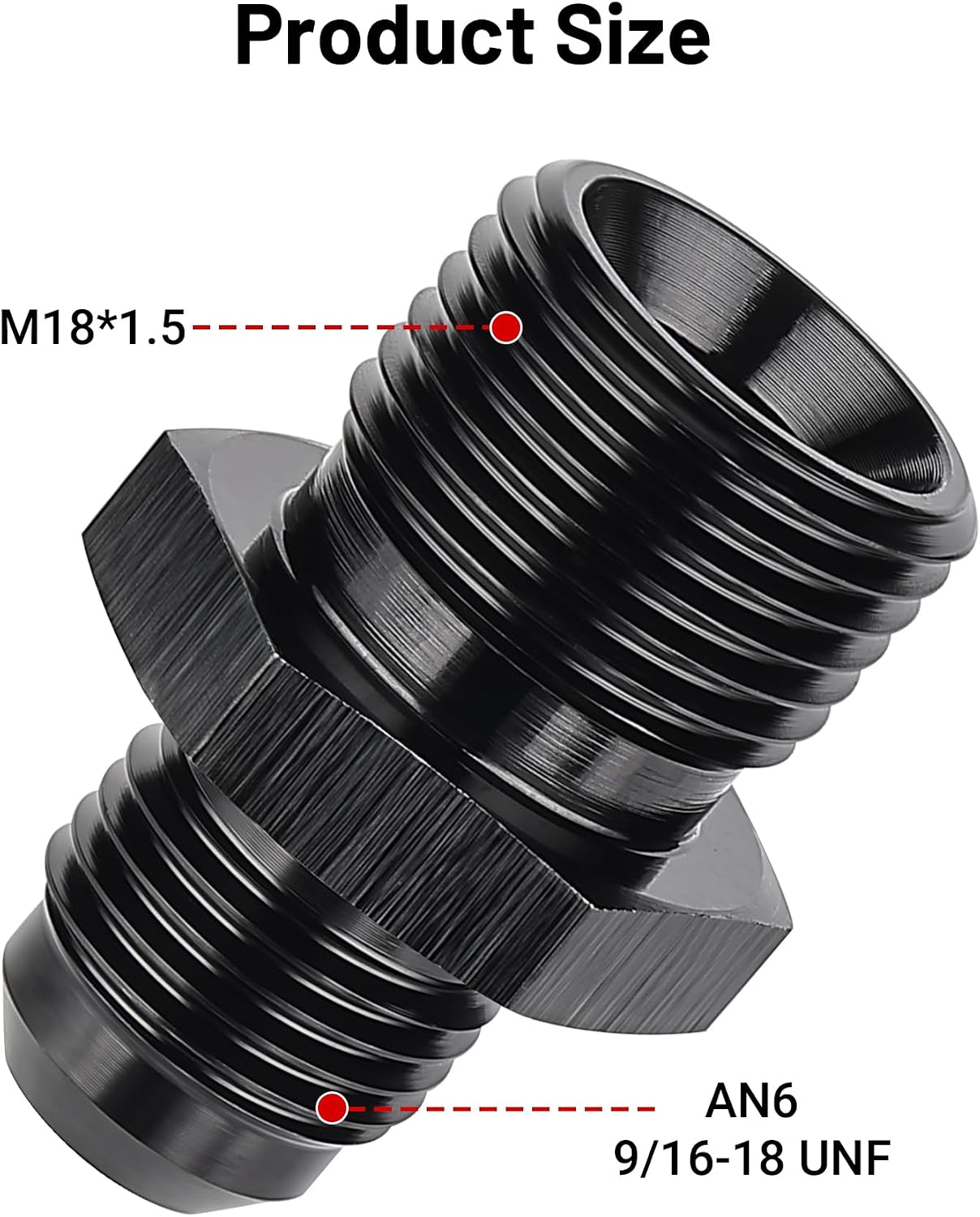 EVIL ENERGY 6AN Male Flare to M18 x 1.5mm Male Metric Fitting Adapter Aluminium Alloy 2PCS