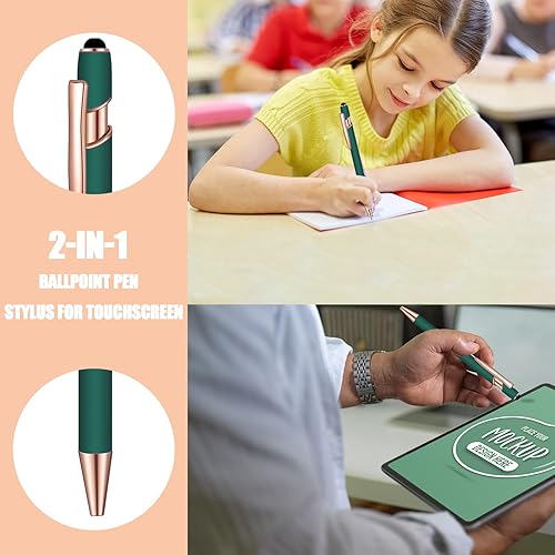 Miniatura 4 de 8 piezas de bolígrafo de tinta azul con punta de lápiz capacitivo 2 en 1 bolígrafo de metal con lápiz capacitivo para pantallas táctiles para la