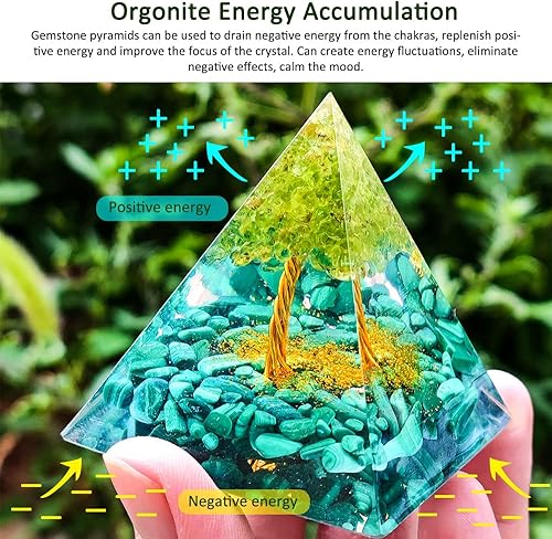 Miniatura 2 de Pirámide de cristal de orgón, torre de energía curativa de chakras, pirámide de cristales curativos para energía positiva, joyería de piedra